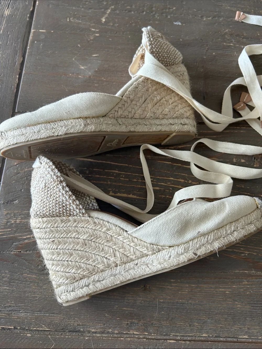 Castañer Carina Cream Canvas Espadrille Wedges